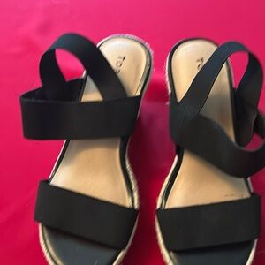 Black elastic strap espardrilles. Never worn